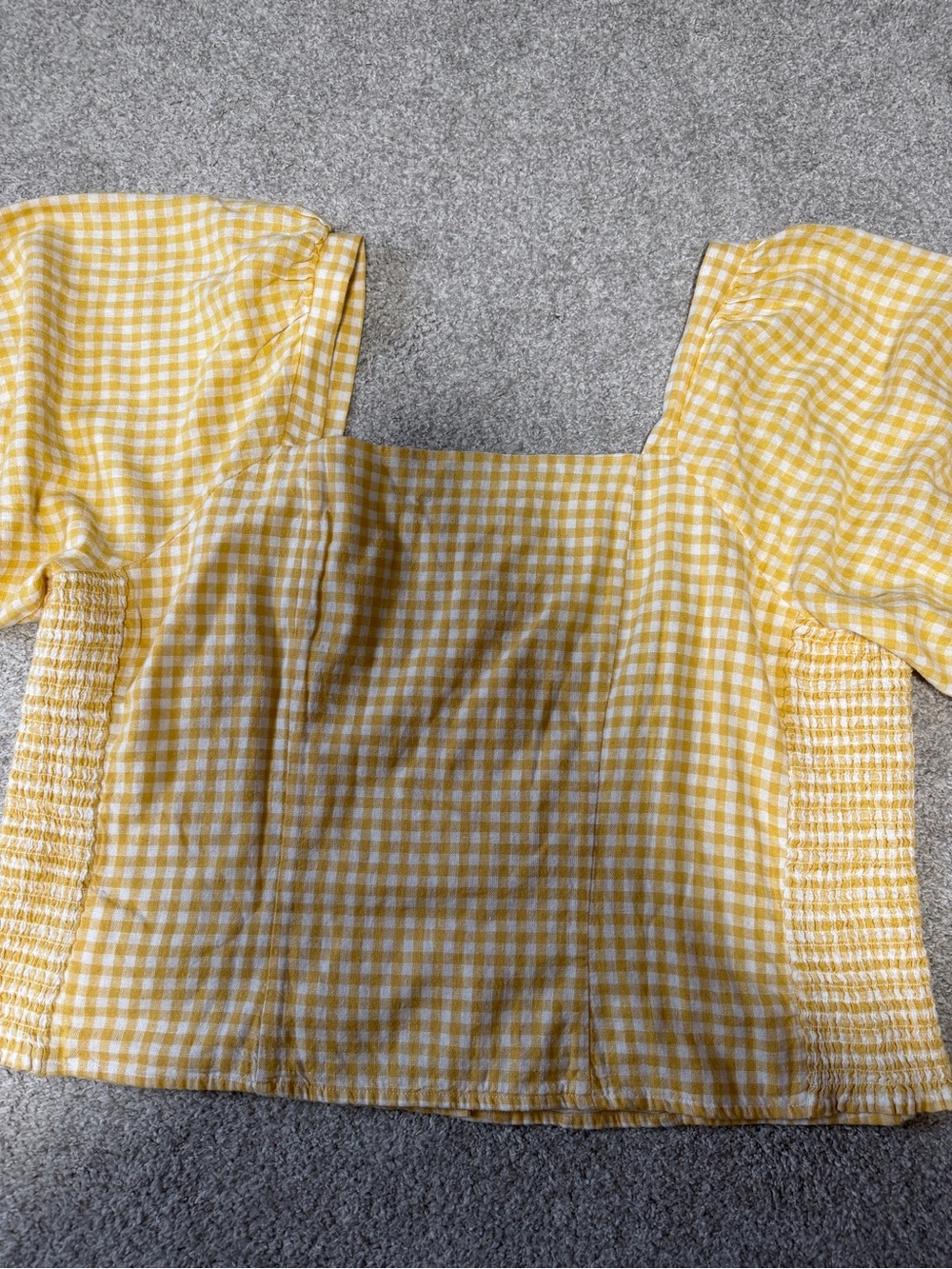 Yellow Gingham Button-Front Square Neck Top - Picture 5 of 5